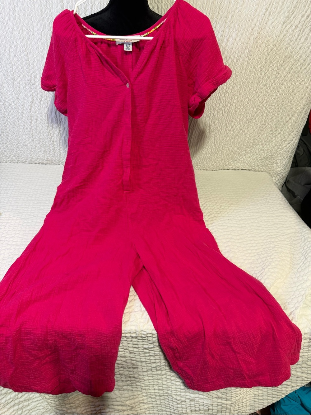 Tommy Bahama Hot Pink Short-Sleeve Lounge Romper